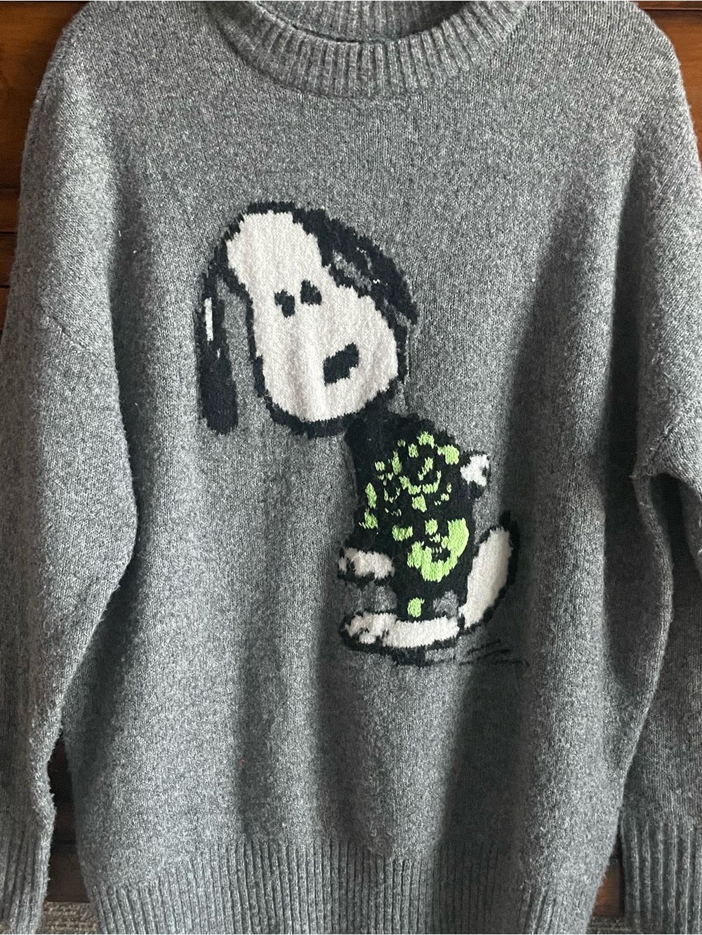 American Eagle Snoopy Halloween Skeleton Oversized Sweater - Picture 3 of 9
